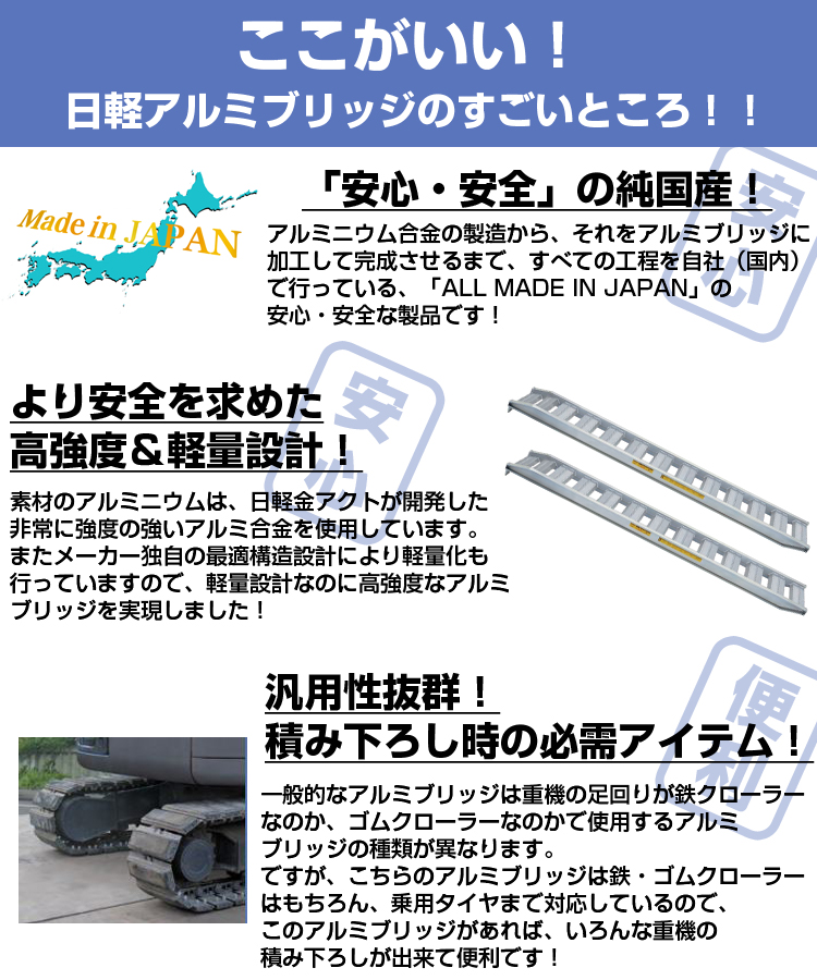 アルミブリッジ ベロ式フック PXF30-360-40 日軽金 3t 中型建機 農機 小型 〔法人様お届け〕 2本セット