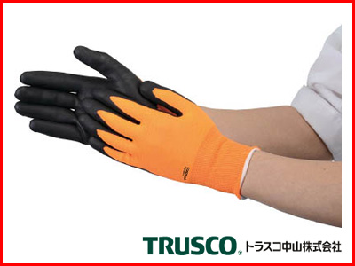 TRUSCO すべり止め付ﾆトリル手袋 オレンジ L