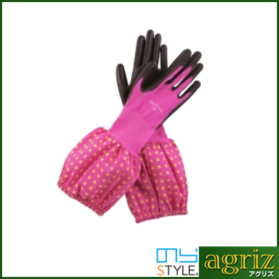 のらスタイル ウレタンコーティング背抜き袖付き手袋 ピンク M
